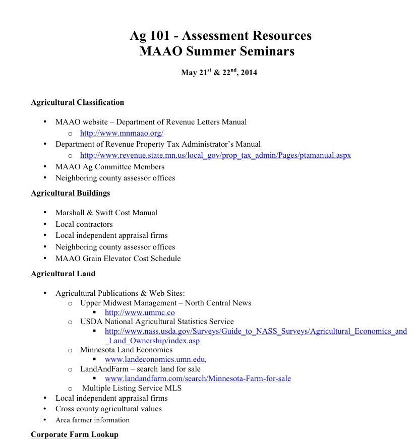 AG 101 Handout