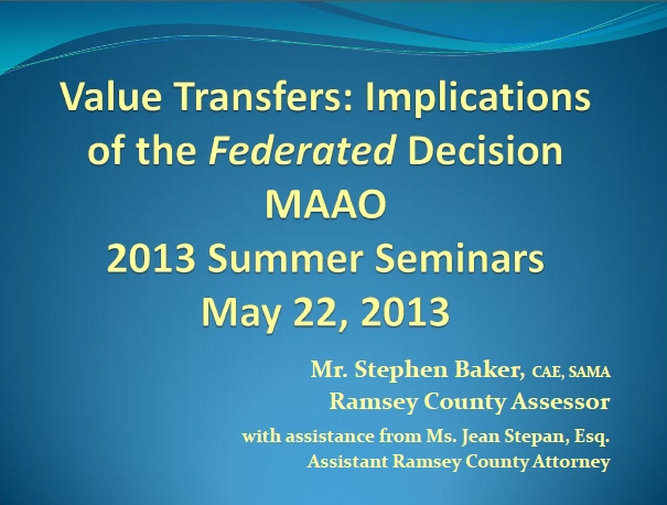 Summer Seminars 2013 -  Tax Court Update -  Federated Decision - Stephen Baker